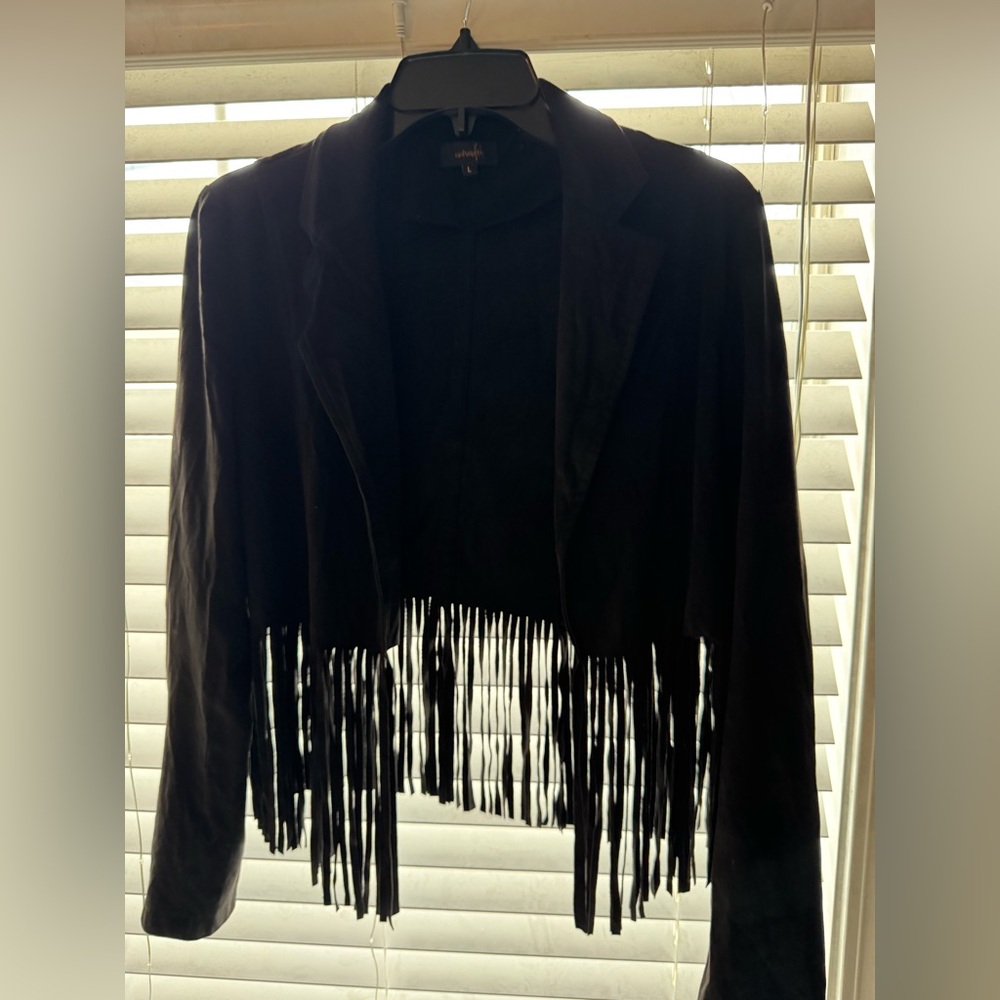 Fringe suede cropped jacket